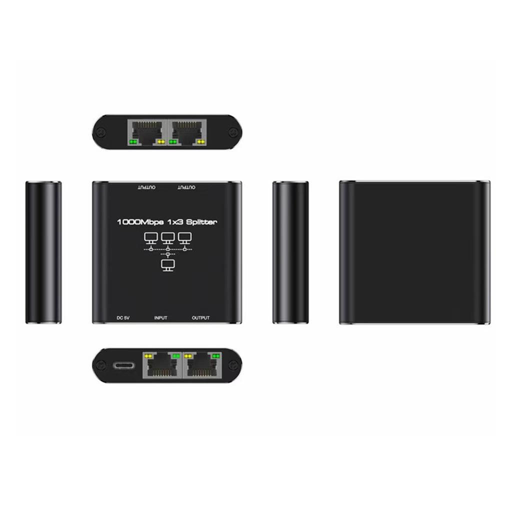 Gigabit Ethernet Splitter 1 in 3 Out RJ45 Ports 1000Mbps High Speed Stable Network Splitter for Home And Office