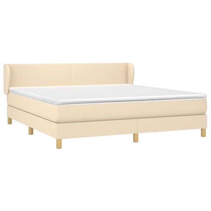 3126658 vidaXL Lit à sommier tapissier avec matelas Crème 160x200 cm Tissu