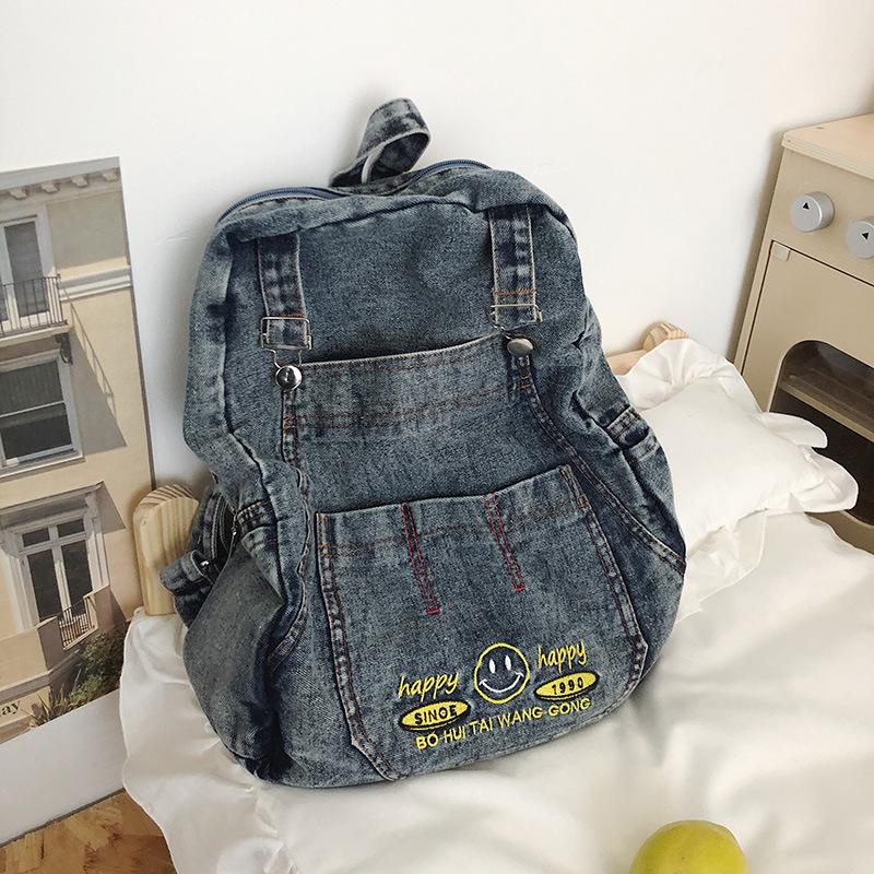 Шикарный женский джинсовый рюкзак | Повседневный, легкий и универсальный | Вместительный дорожный и студенческий рюкзак для книг