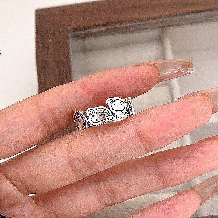 

Кольцо Crayon Xiaoxin, милое нишевое кольцо с простым регулируемым дизайном, для девушек-студенток, милое кольцо с граффити