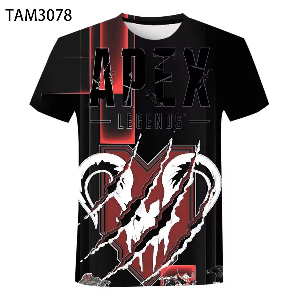 Round Neck 3D Apex Legends Game Graphic Print Casual Shorts Sleeved Men's T-shirts - Soft Medium Stretch Polyester Fabric Summer Relaxed Fit Clothing