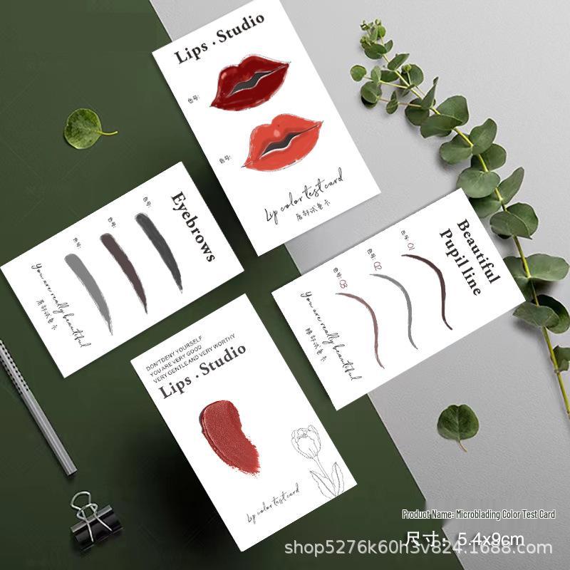 

Цветовая палитра для перманентного макияжа бровей, век и губ: Распечатываемая карточка по уходу и для образцов помады General Swatch Card-08