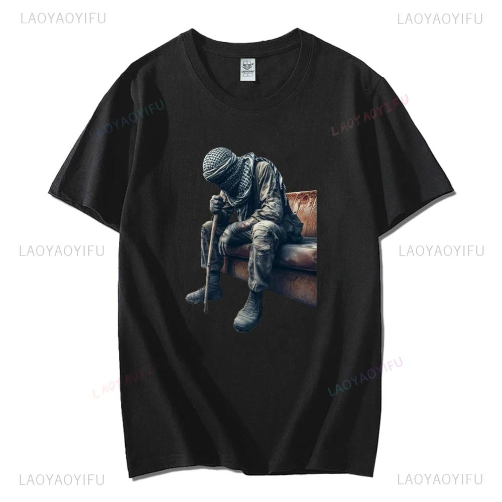 Hamas Printing Women Tshirt Mourn Martyrs Yahya Sinwar Streetwear Vintage Man Tees Shirt Comfort Cotton Man's Short-sleev Tops