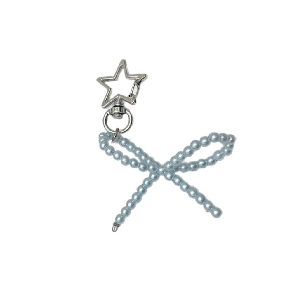 Fashionable Star Pendant Phone Charm Unique Bowknot Keychain Vibrant Beaded Pendant for Cellphone Camera Accessory