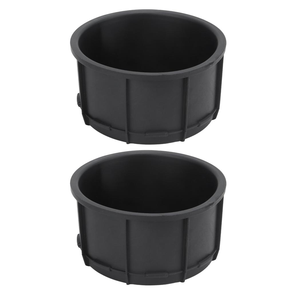2Pcs Set Center Console Cup Holder Insert Liner Black Rubber UV Protection Automotive Interior Accessories