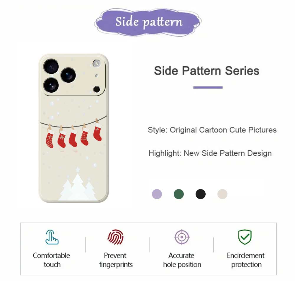 For iPhone 17 Pro Case Christmas Stockings Pattern Printing Straight Edge TPU Phone Back Cover