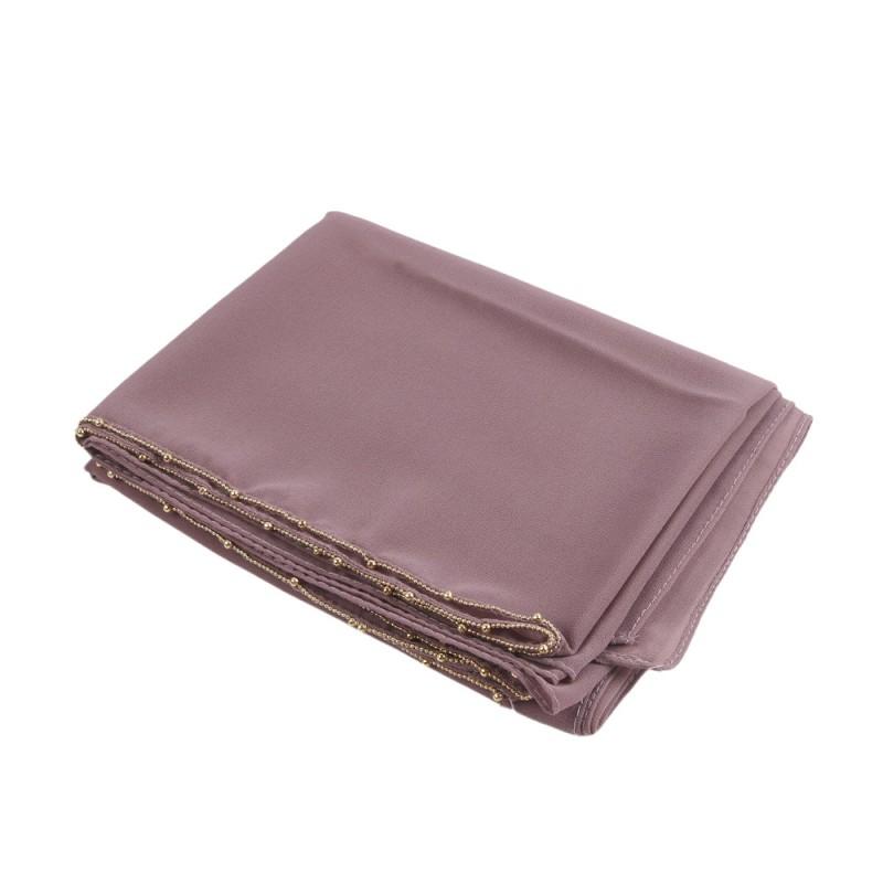 Lightweight Chiffon Scarf With Gold Chain Trim Womens Head Wrap One-Sided Solid Color