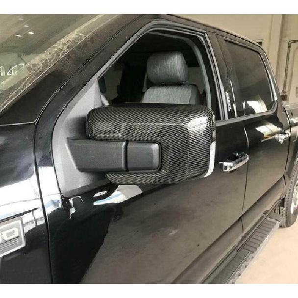 For - Ford F150 F-150 Carbon Fiber ABS Side Rearview Mirror Cover Trim2*