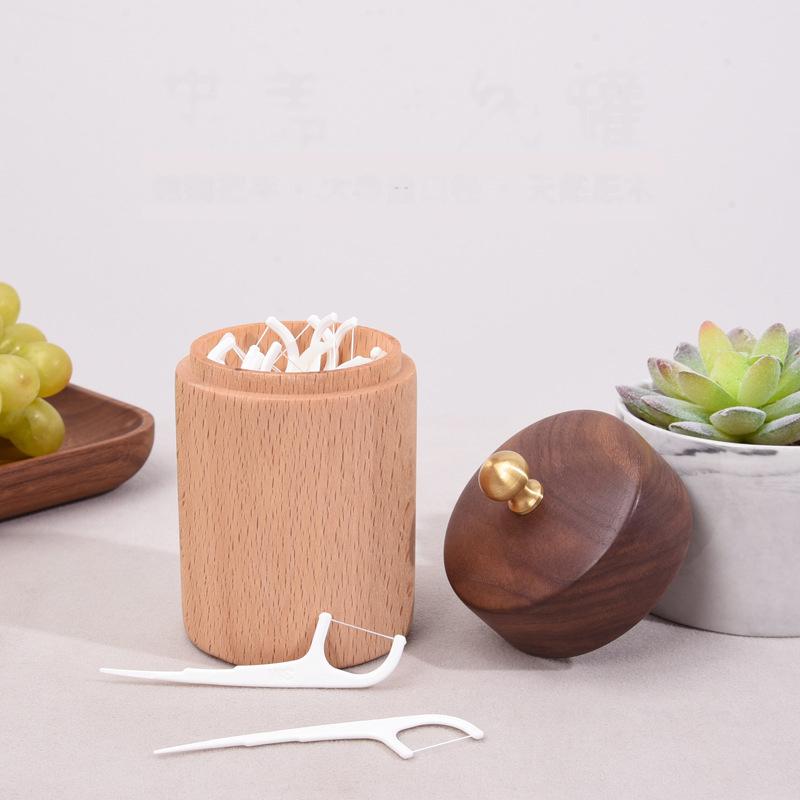 HeMu Solid Wood Toothpick Box for Home High-end Creative High-end Cotton Swab Box Convenient Toothpick Box