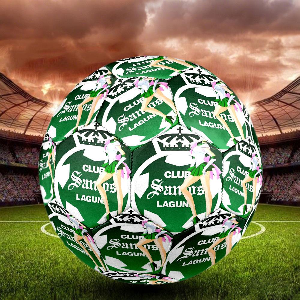 Club Santos Laguna Print Size 5 Soccer Ball, Standard Match Football for Sports Game and Team Practice, Ideal Gift for Soccer Fans