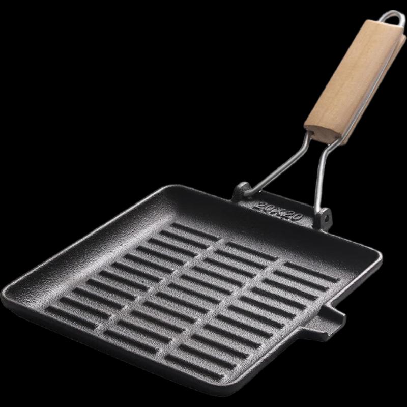 ZISIZ Cast Iron Steak Frying Pan with Foldable Handle