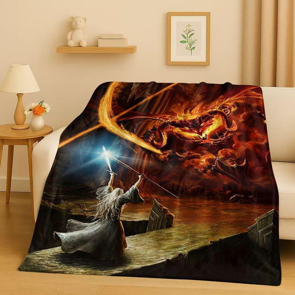 HD L-Lord of The Rings H-Hobbit Gandalf Legolas Flannel Blanket,Ultra Soft Warm Plush Throw for Home Bedroom Bed Sofa Cover
