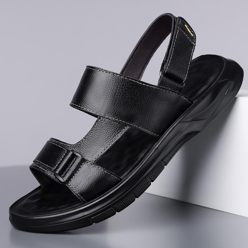 Sandals men's new first-layer cowhide tide summer non-slip outer wear beach shoes driving outside wear casual cool slippers