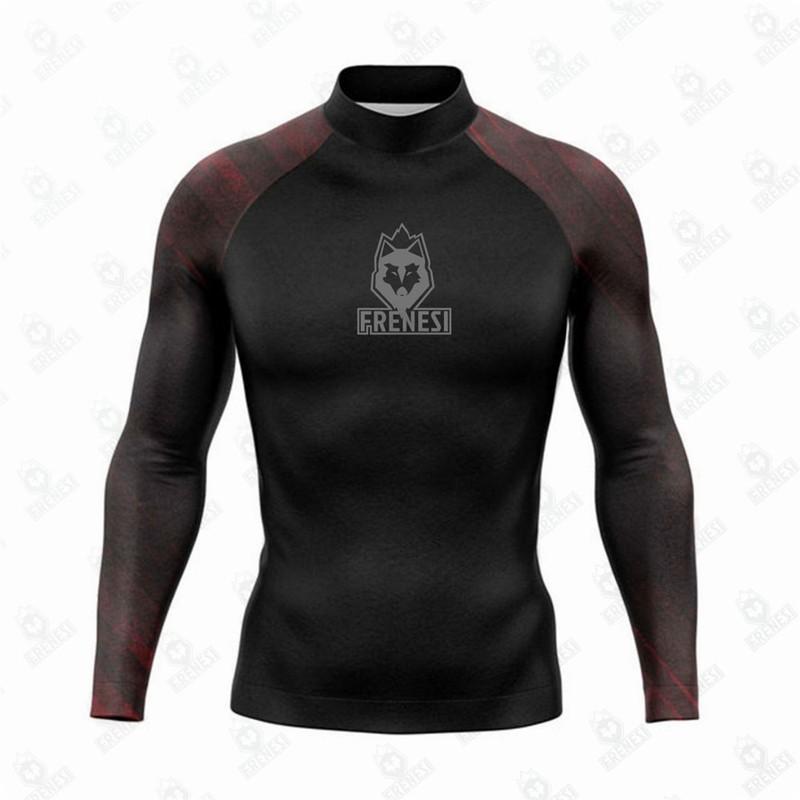 FRENESI Herren UPF 50 Langarm Rash Guard Surfen Tauchen Schwimmen UV-Schutz Schnelltrocknend Neoprenanzug Oberteil