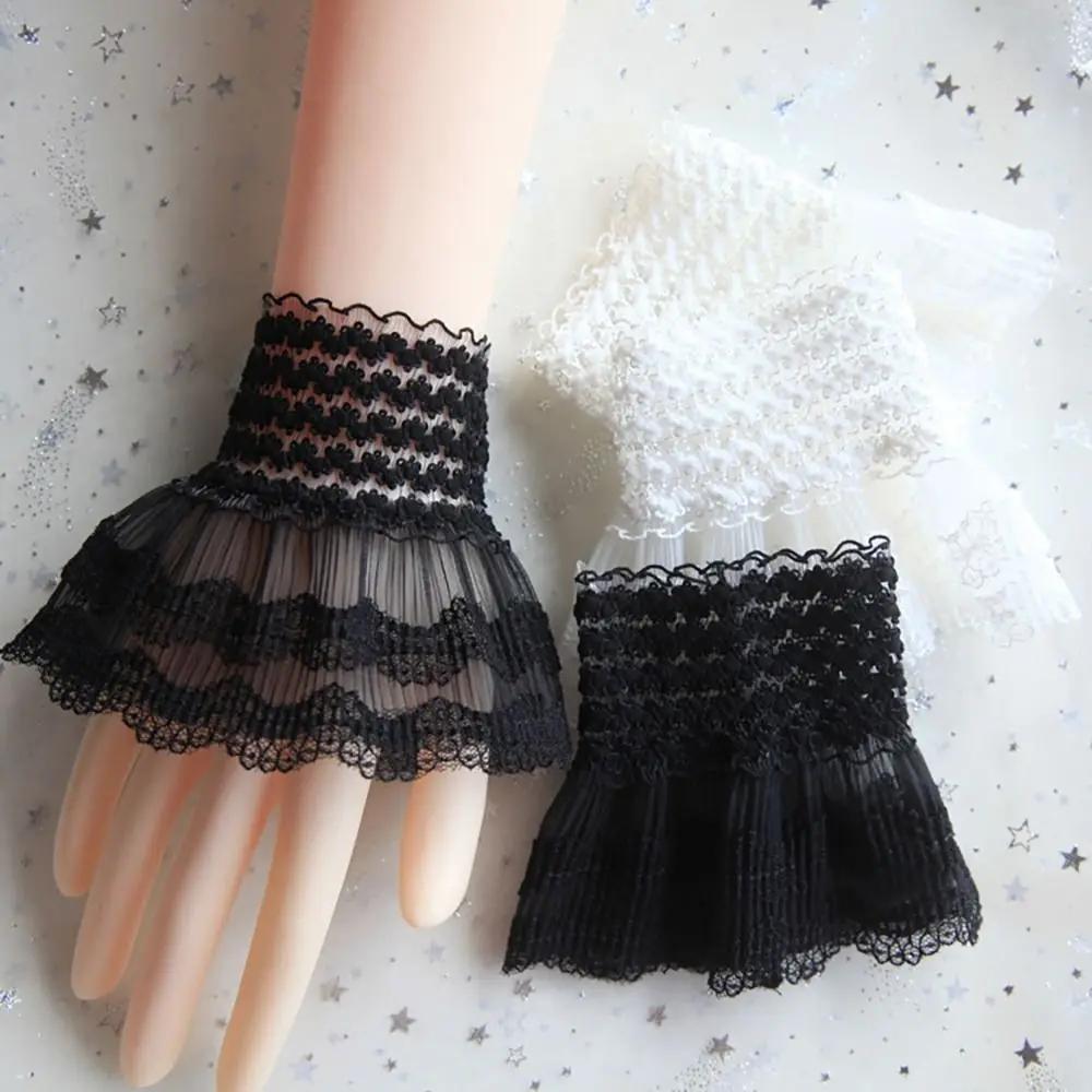 1Pair Universal Gloves Arm Cover Sweater Decorative Fake Sleeve Lace Cuffs Ruffles Elbow Sleeve Detachable Sleeve Cuffs