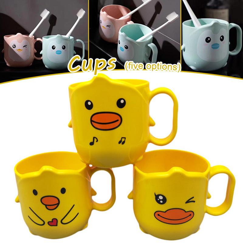 Cartoon Plastic Cup Lightweight And Cute Shatter-Proof Kids Drinking Mug Cup Portable For Travel Teeth Brushing 330ml