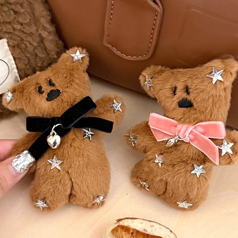 Cute Little Bear Plush Hairpin Cartoon Stuffed Doll Hair Clip Sweet Side Bang Clips Girly Autumn And Winter Hair Accessories