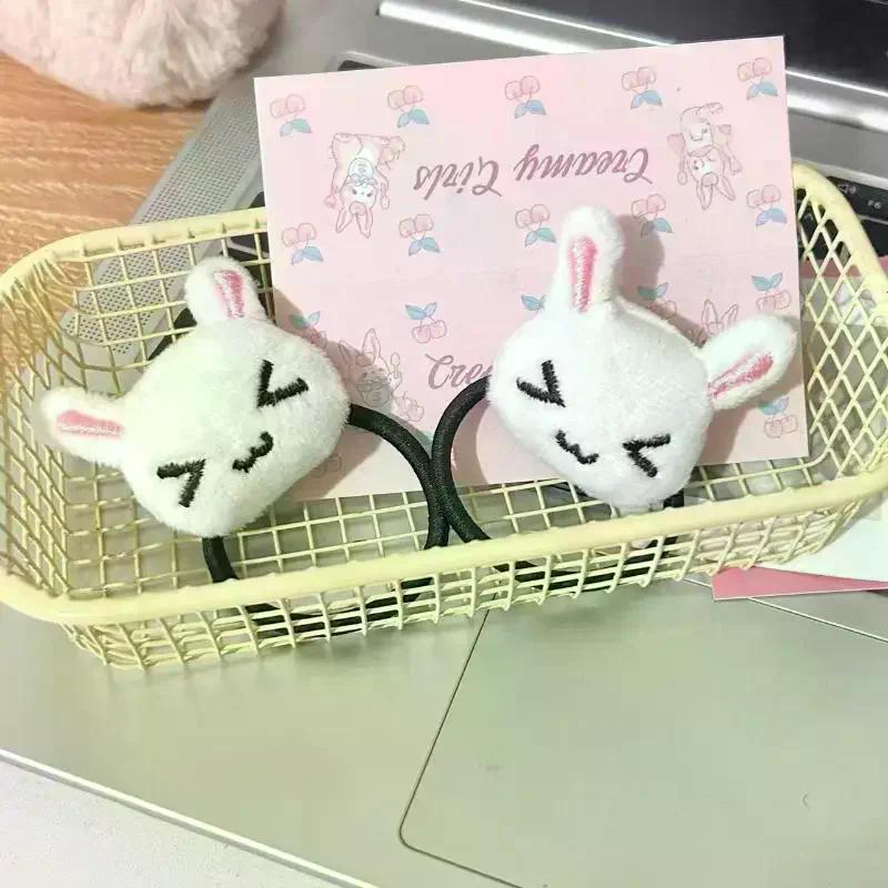 1/2Pcs Cute Plush Rabbit Hair Tie Sweet Bunny Hair Band Lolita Style Girls Ponytail Hair Rope Daily Hair Accessories
