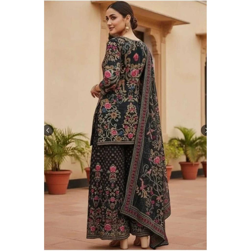 Women's Wedding Wear Kurti Sharara Dupatta Set Bollywood Pakistani Salwar Kameez