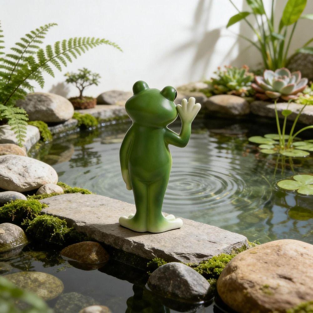 Cute Style Cartoon Frog Figurine Creative Craft Frog Garden Decor  Courtyard Gardening