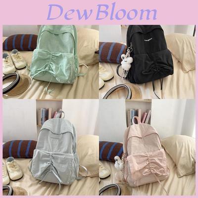 Summer Girl Mini Backpack With Pleated Bow Design And Nylon Material For Travel And Casual Use