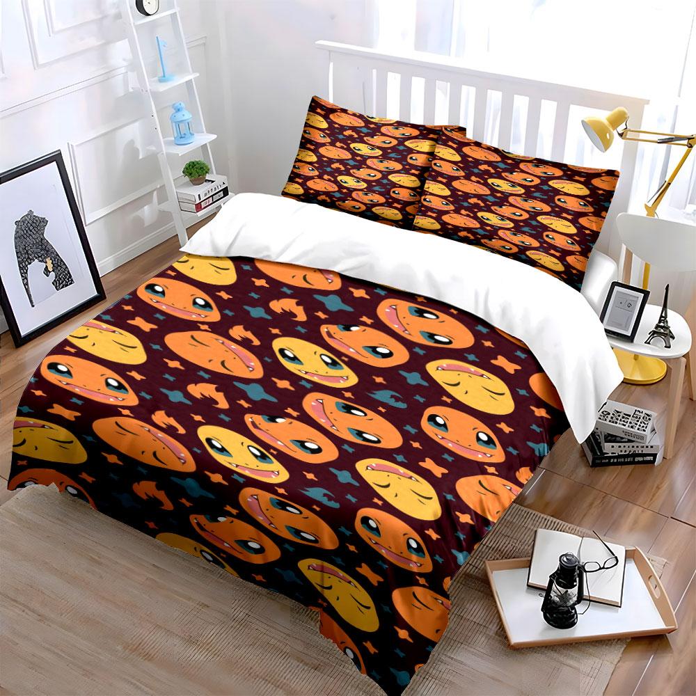 Orange Faces, Blue Stars. Bedding Sets Duvet Cover Sets Duvet Covers Pillowcases(1 * Duvet Cover 2 * Pillowcases, Without Duvet Insert)