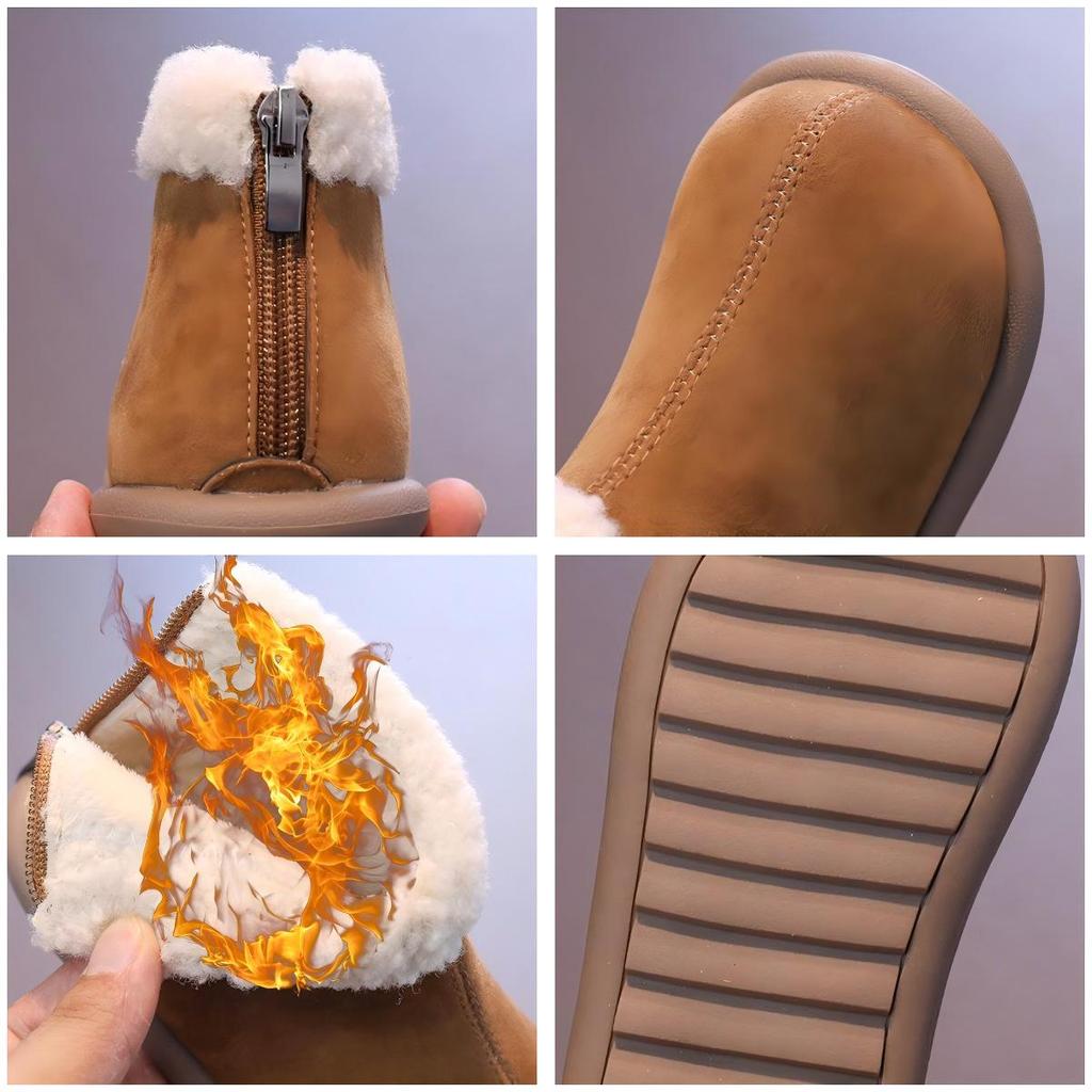 2025 Winter Girls' Thick Cotton Lambswool Boots - Warm, Short Martin Style for Mid-to-Large Children