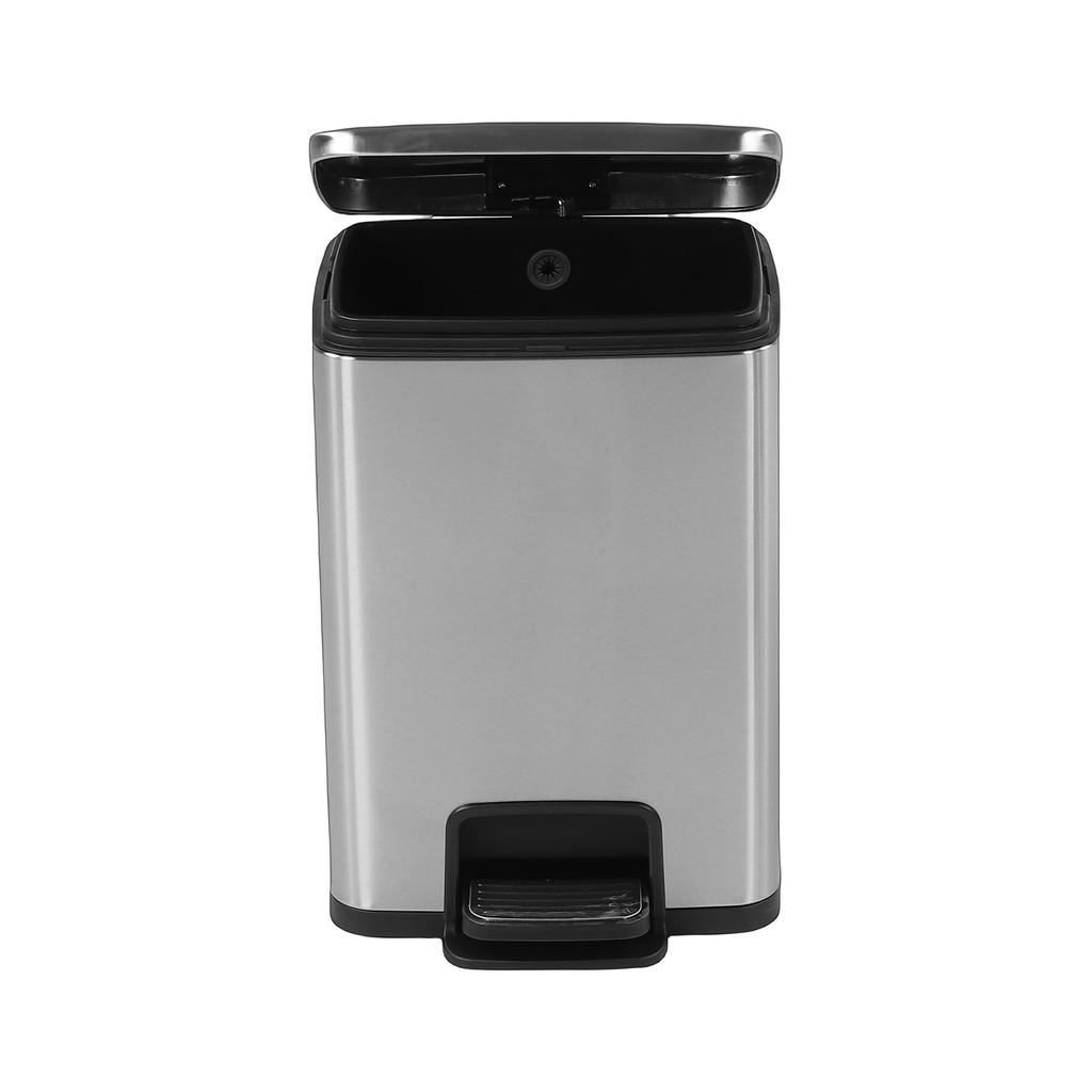 20L Stainless Steel Trash Can Step Pedal Kitchen Waste Bin Soft Close Lid Square Design Fingerprint Proof Space Saving