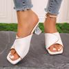 Fashion Fashion Solid PU Slip-On Leisure Slipper Strange Heels Square Open Toe Women Mules Outdoor Sandals Size 36-41 Summer New