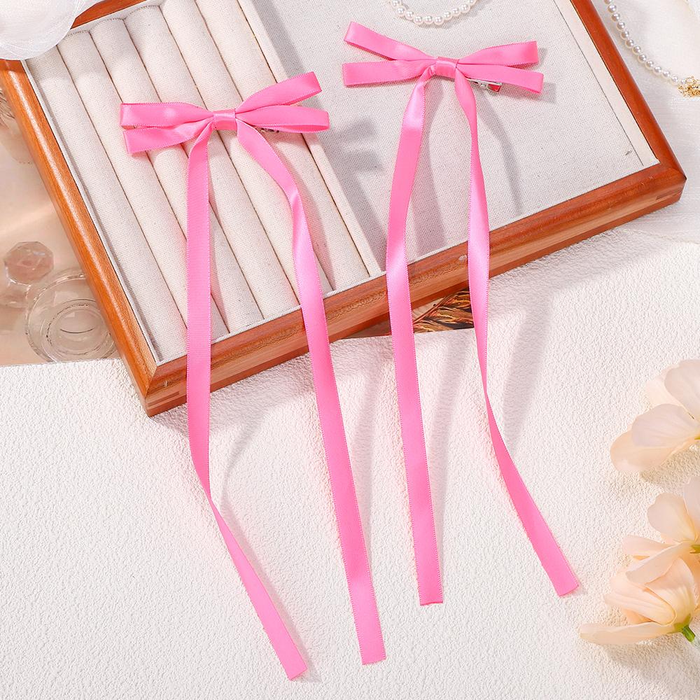 LOVEKIKI 2Pcs Long Tassel Hair Bow Hair Clips for Girl Lovely Ribbon Headwear Ins Party Ponytail Barrette Women Hair Accessories
