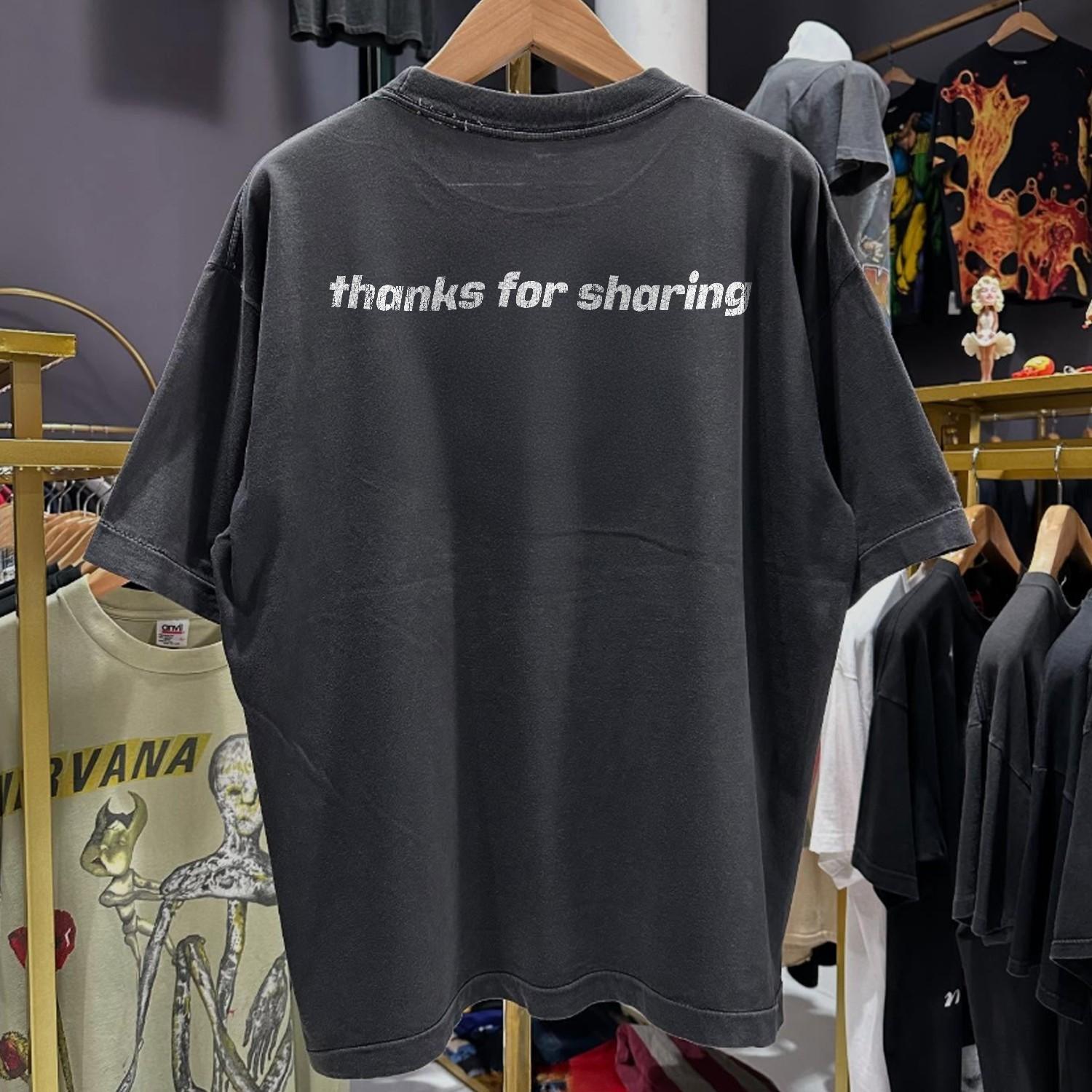 1999 Napster Thanks For Sharing Aged T-Shirt Black M S