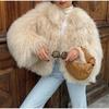 2024 Autumn/Winter White Faux Fur Lapel Coat for Women - European & American Style