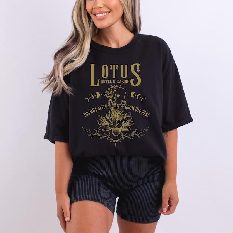 Lotus Hotel And Casino Shirt Pjo Fantasy Bookish Fandom Merch Booknerd Book Addict Tee Read Tshirt Light Academia T Shirt