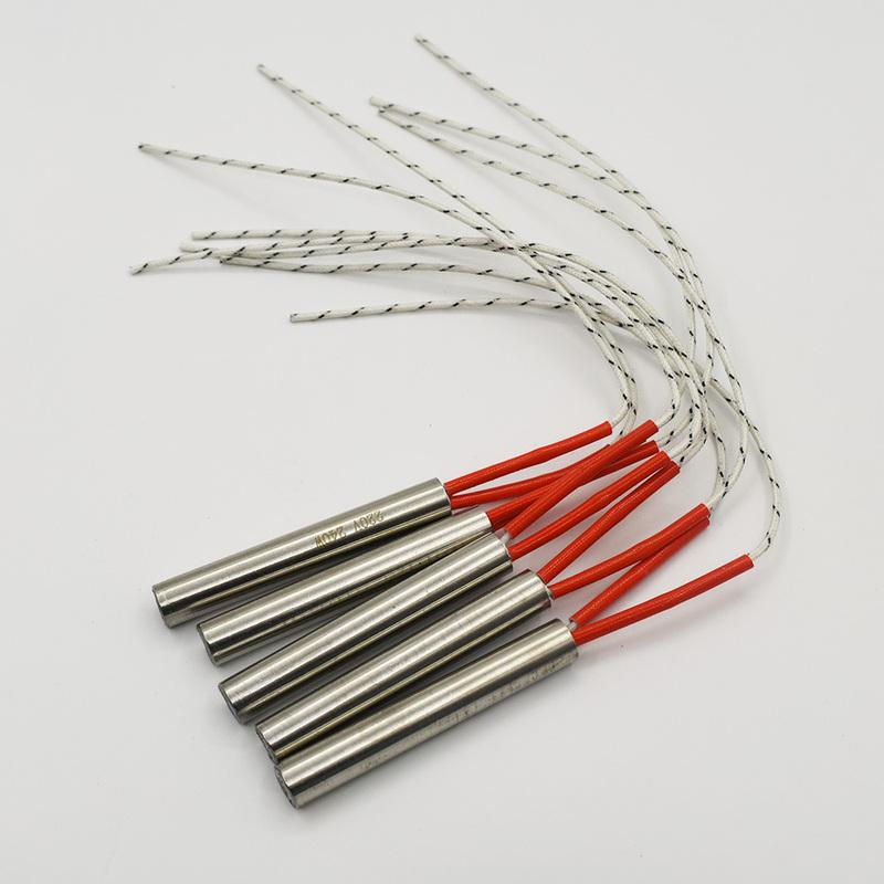 220V 8mm Dia. Stainless Steel Cartridge Heating Resistance Element 50-200mm Tube Length 100-300W Tube Heater for Molding 5pcs