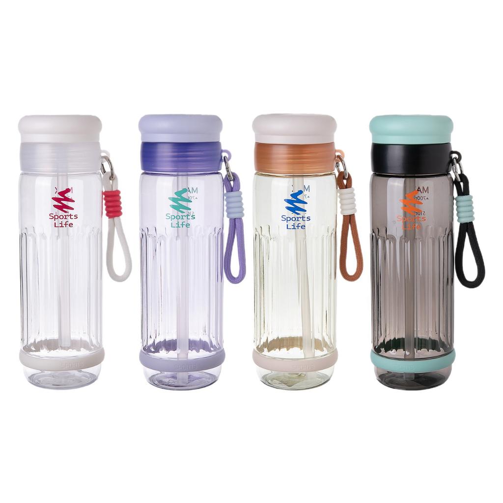 Water bottle water cup lifting rope portable 700ml simple outdoor sports plastic cup student plastic water cup