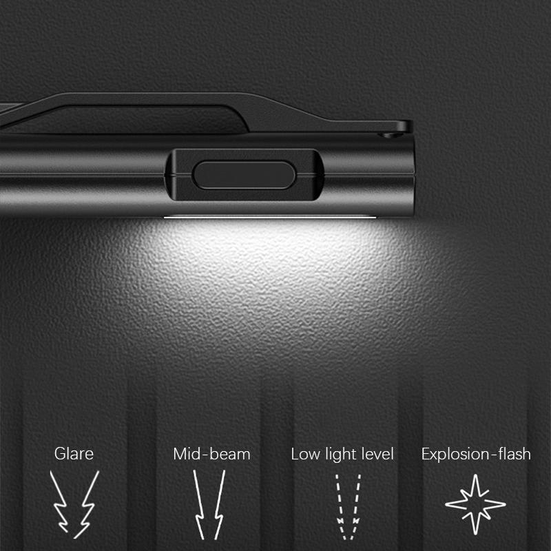TIP065 Mini COB Rechargeable Work Light 4 Mode Dimmable LED Flashlight with Clip for Running Hiking Camping Outdoor Pocket Torch