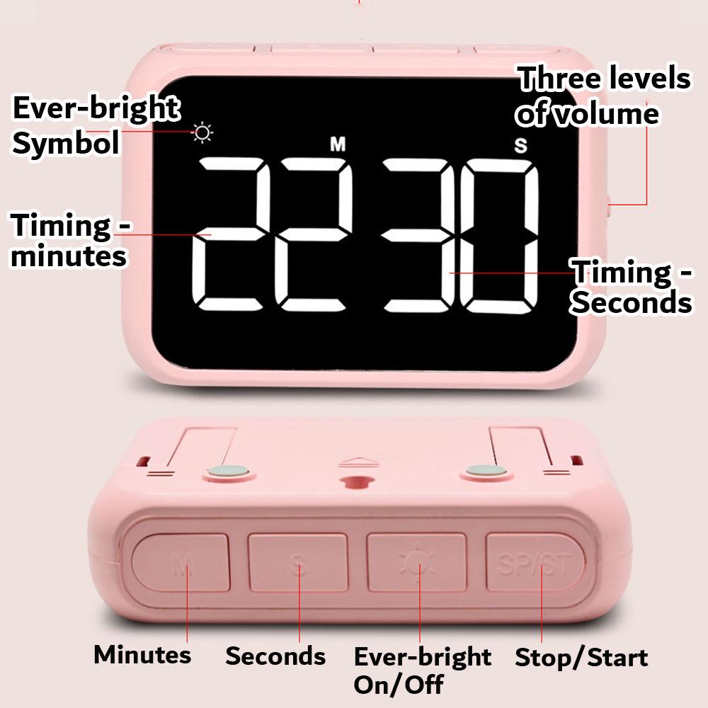 Digital LCD Kitchen Timer with On/off Switch, Mute and Loud Alarm, 24-hour Clock, Children, Teachers, Kitchen