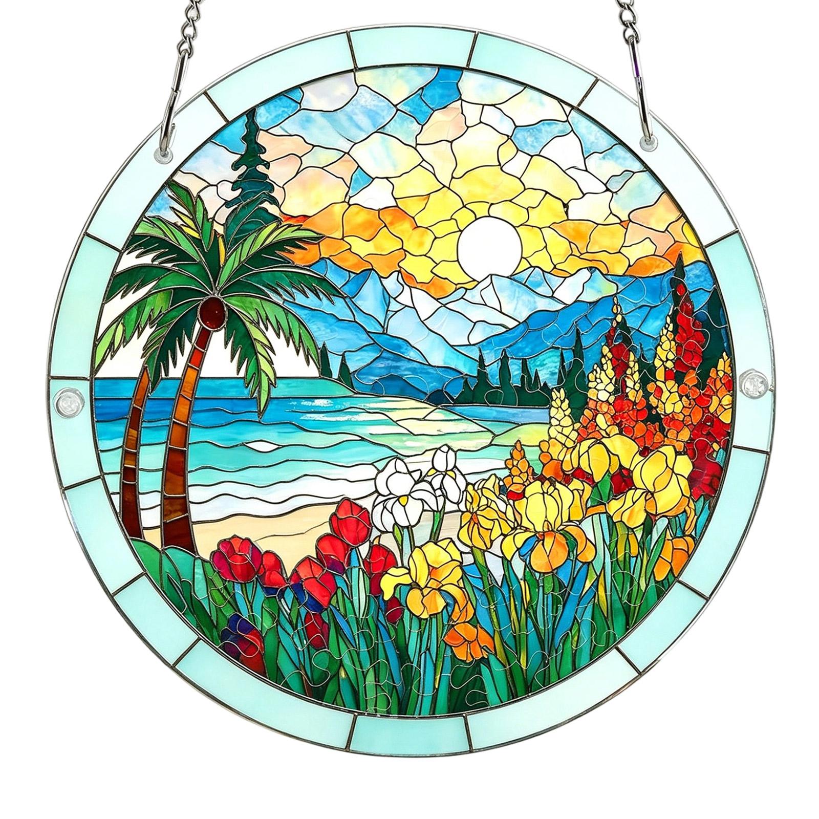 

83 Pieces Acrylic Stained Glass Style Hanging Ornament 2D Puzzle Window Decoration with Chain for Indoor Use One Size