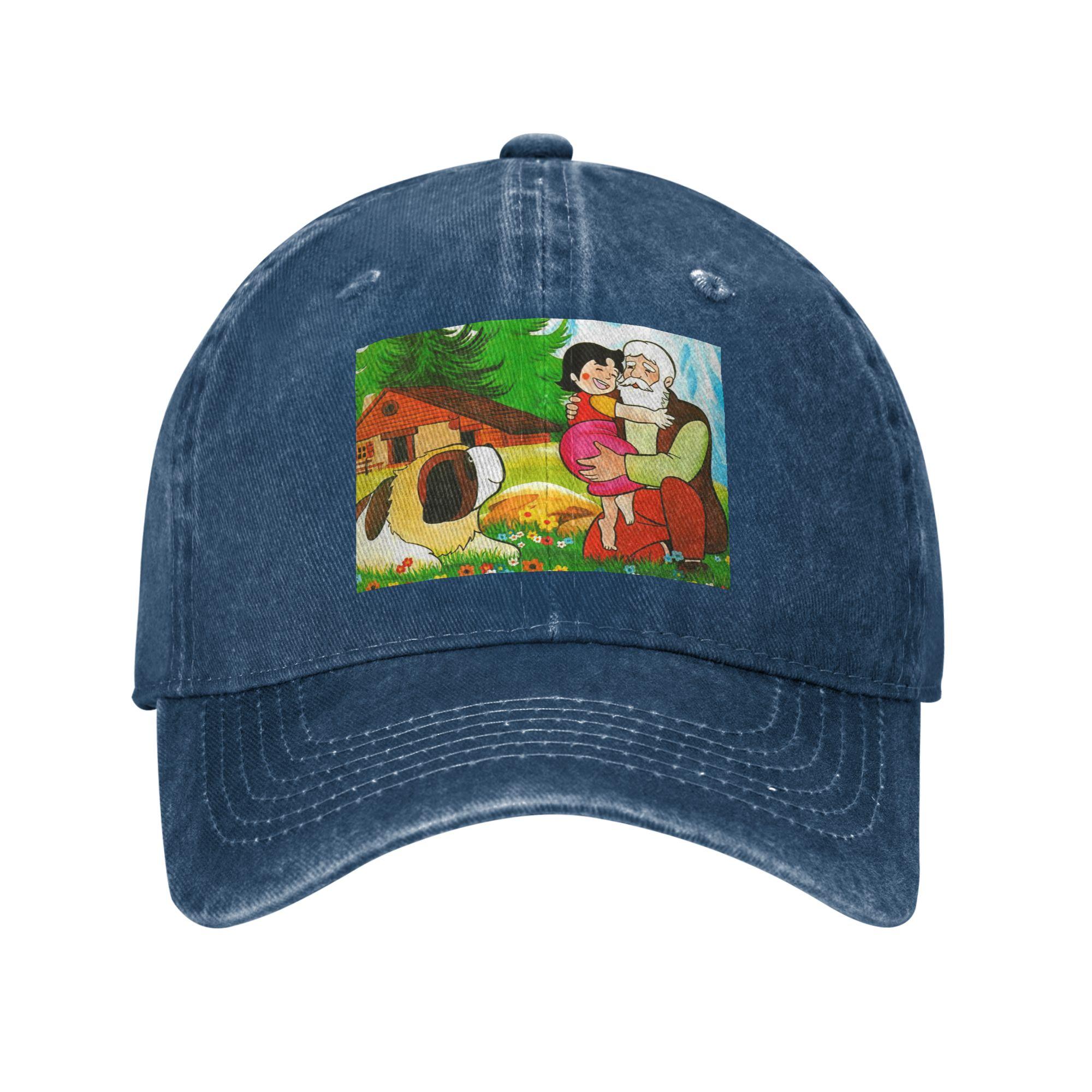 

Unisex Baseball Hats Heidi Peter And Grandpa Alps Cartoon Denim Fabric Summer Sports Baseball Caps Hip Hop Cap Casquette One Size