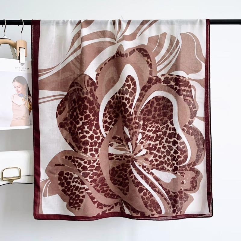 Vintage Leopard Print French Style Long Scarf Shawl For Travel