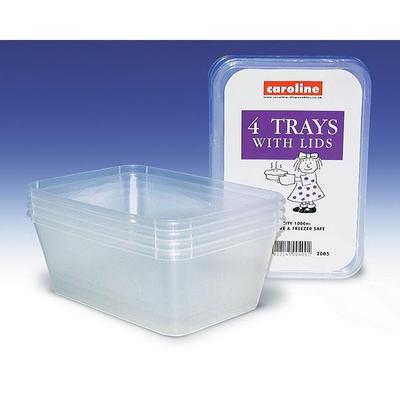 Plastic Tray with Lid 1000ml 4pk 2005