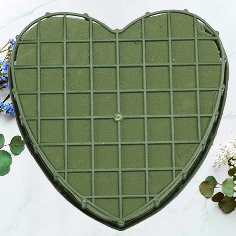 Wedding Car Heart Shape Flower Foam Cage Box with Suction Cup Green Styrofoam Wet Floral Block Artificial Mud Florist Party