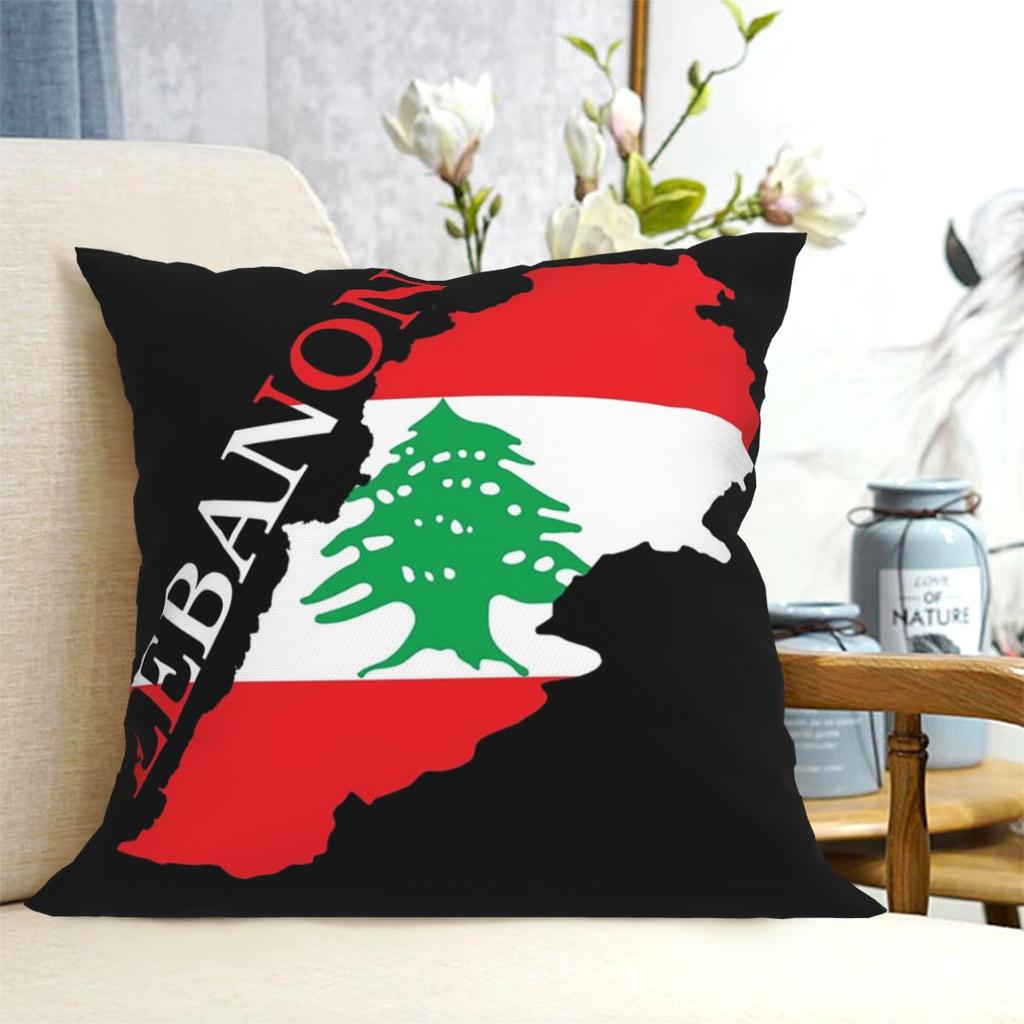 Lebanon Flag Map Square Pillowcase Cushion Cover Pillow Case Throw Pillow Cover for Home Bedroom Car