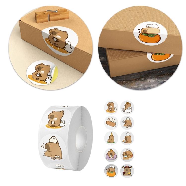 Capybara Sticker Labels Decorative Sticker Reward Sticker Animal Label Sticker Round Sticker for Envelopes