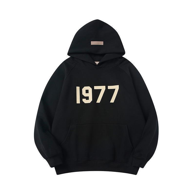ESSENTIALS Flocked Letter Hoodie Sweatshirt Set Casual Loose Fit Couples Winter Wear