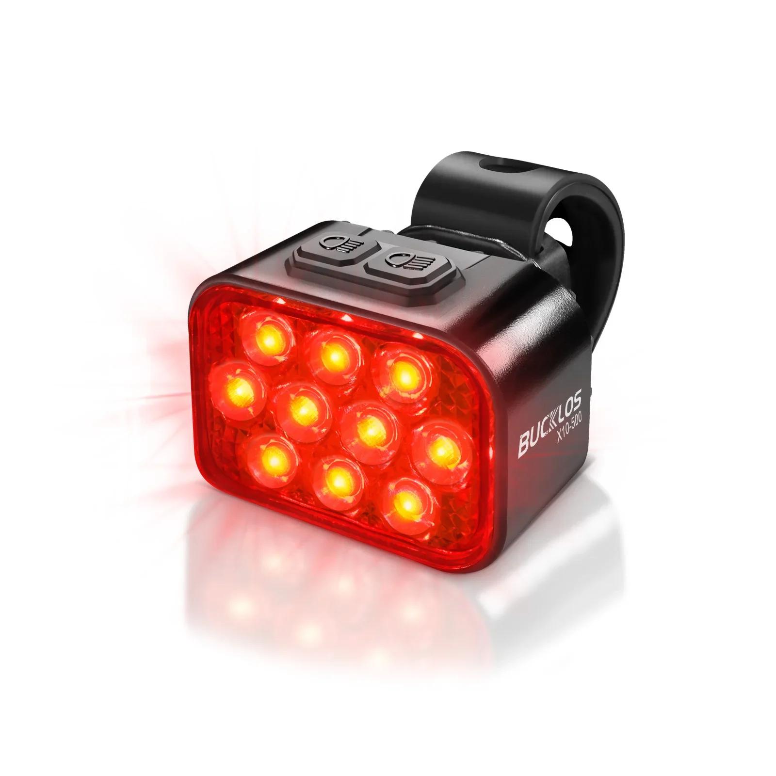 BUCKLOS Bicycle Lights USB Rechargeable Bicycle Front Rear Lamp High Brightness Bike Tail Light Cycling Headlight Taillight 10LED-Red Light