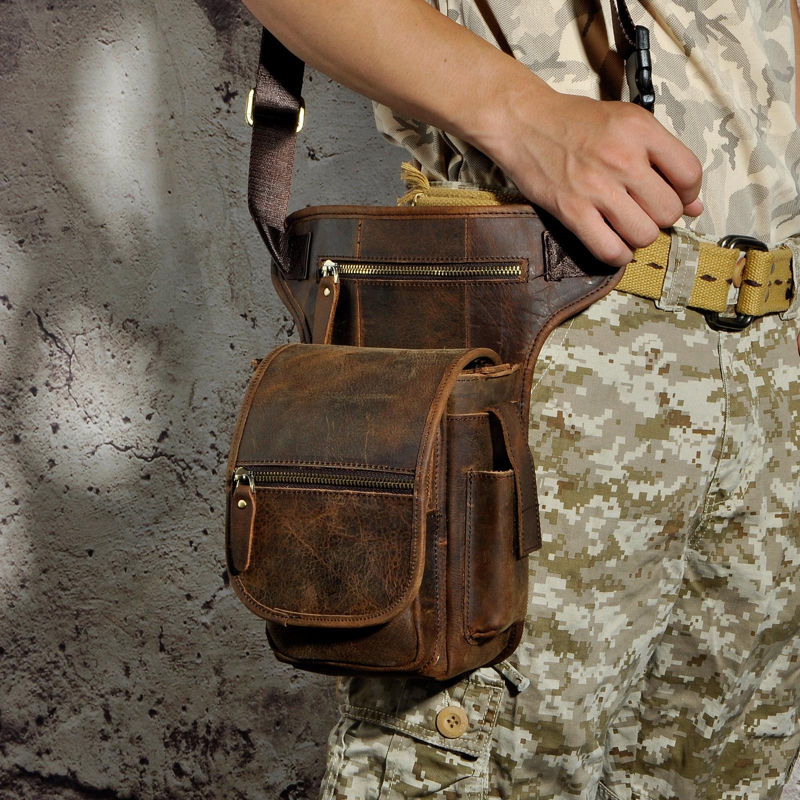 Мужская повседневная сумка-мессенджер из натуральной кожи на ремне — фото 2