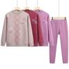 Elderly Women's Plush Lined Thermal Underwear Set