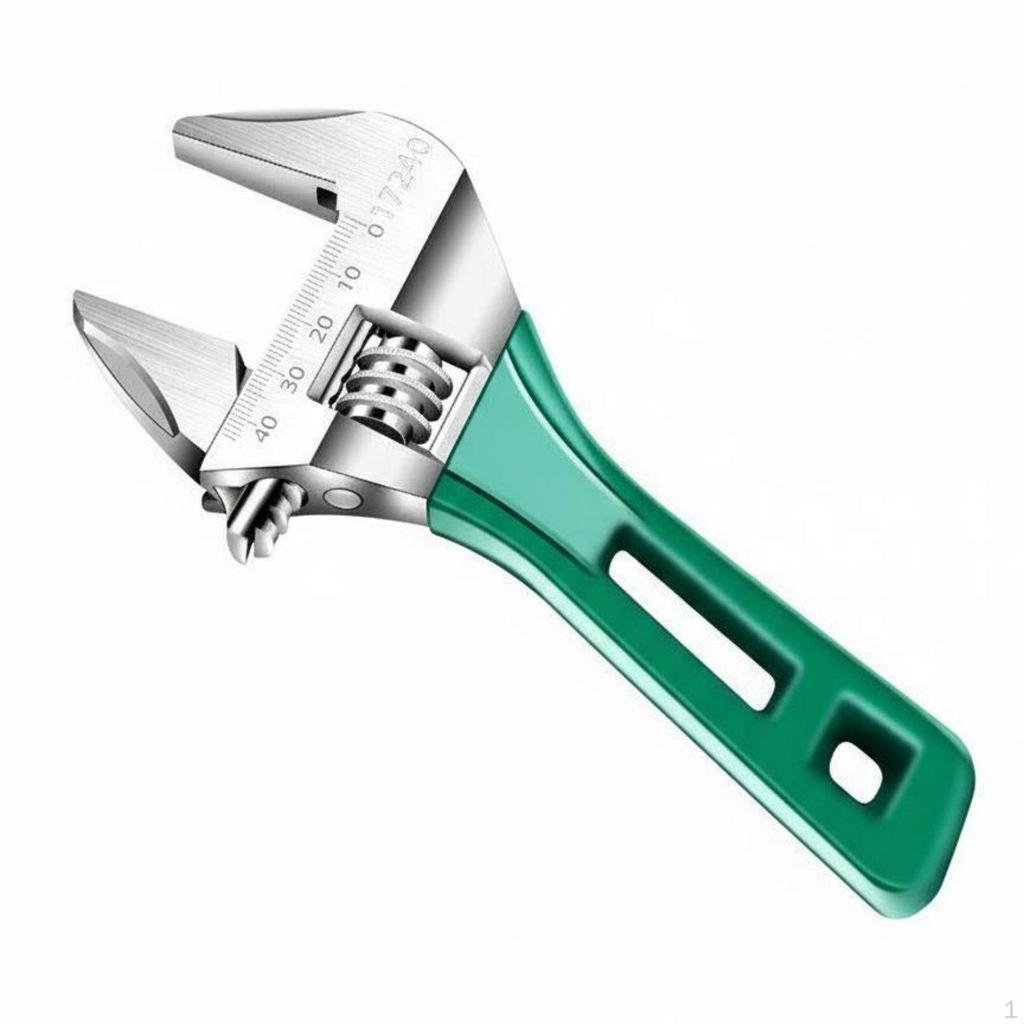 Short Handle Adjustable Spanner Heavy Duty Plumbing Wrench NonSlip Grip Wide Opening