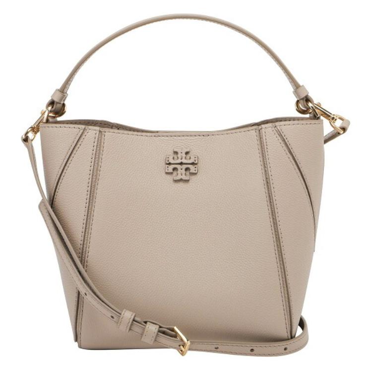 Tory Burch Mcgraw Logo Magnetic Snap Bucket Bag Women Handbags Terracotta-Gray 158500-200